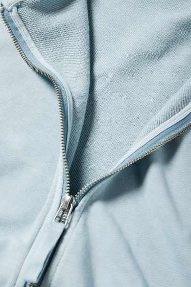 Hommes - Sweat zippé à capuche - bleu clair
