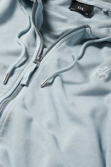 Hommes - Sweat zippé à capuche - bleu clair