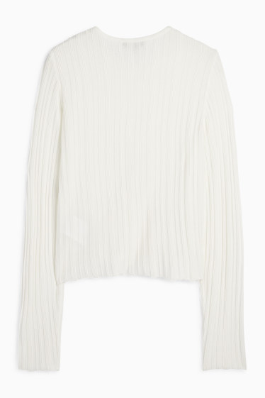 Femei - Cardigan tricotat - reiat - alb-crem