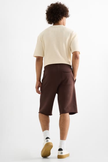 Bărbați - Pantaloni scurți de trening - maro închis