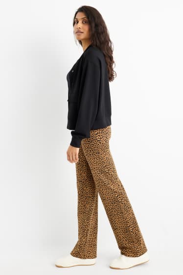 Dámské - Legíny basic - s leopardím vzorem - světle hnědá