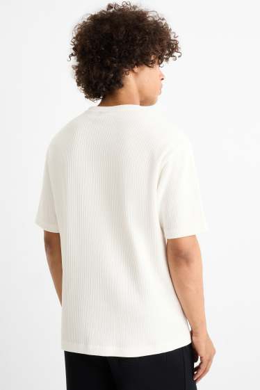 Bărbați - Tricou - relaxed fit - reiat - alb