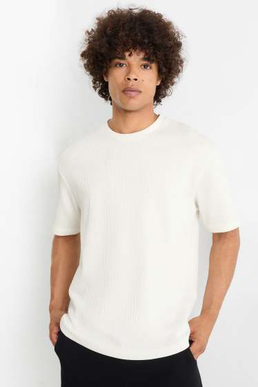 Bărbați - Tricou - relaxed fit - reiat - alb
