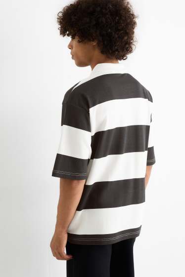 Hommes - Polo - à rayures - noir / blanc