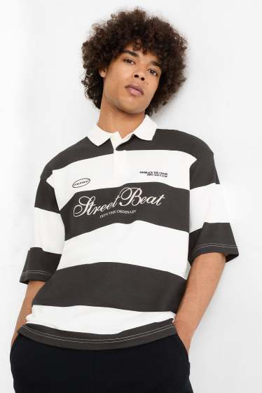 Hommes - Polo - à rayures - noir / blanc
