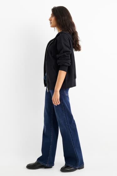 Femei - Wide leg jeans - talie medie - LYCRA® - denim-albastru