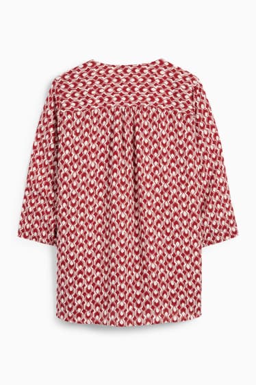 Dames - Blouse met V-hals - met patroon - rood / crème wit