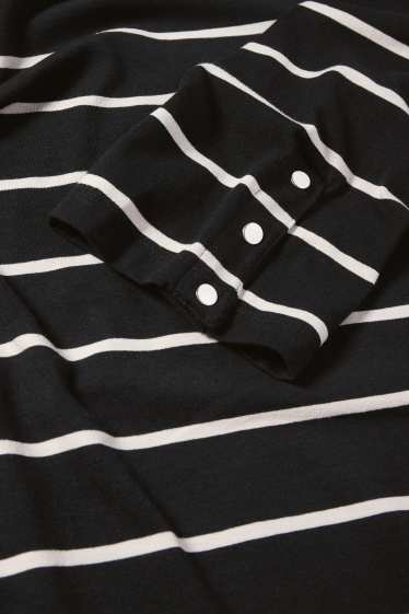 Damen - Langarmshirt - gestreift - schwarz