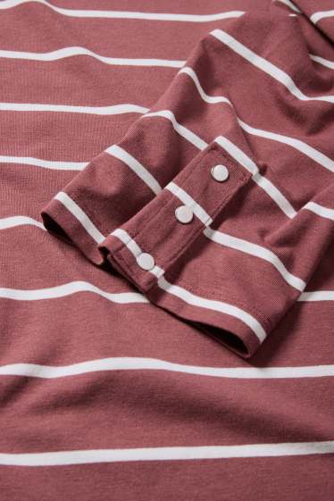 Femei - Tricou cu mânecă lungă - cu dungi - bordo
