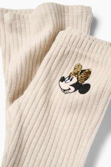Kinder Mädchen - Minnie Maus - Flared Leggings - gerippt - hellbeige