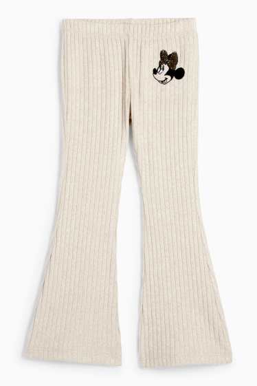 Kinder Mädchen - Minnie Maus - Flared Leggings - gerippt - hellbeige