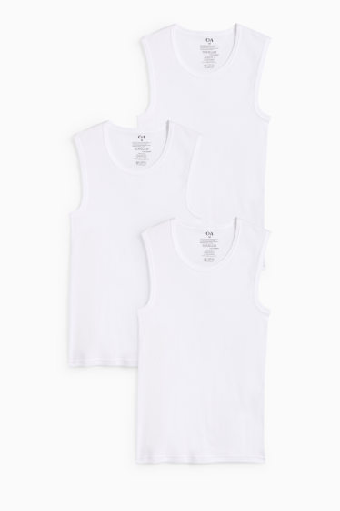 Hommes - Lot de 3 - maillots de corps - fines côtes - blanc