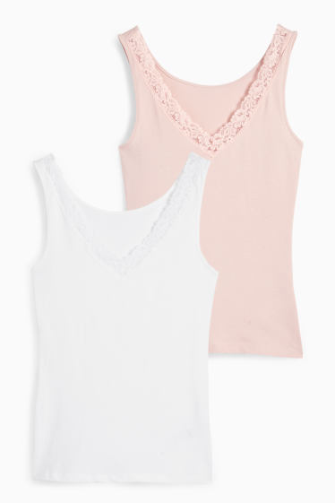 Femmes - Lot de 2 - caracos - blanc / rose