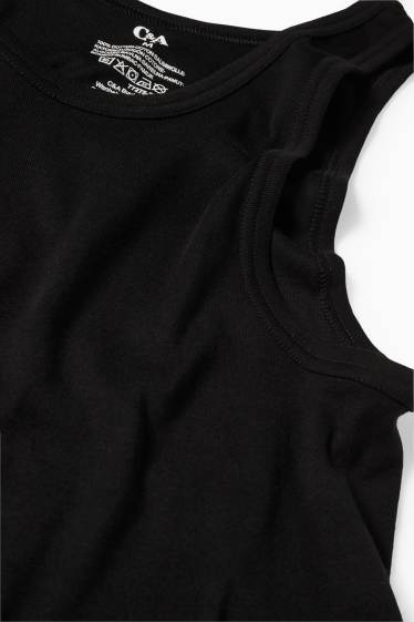 Hommes - Lot de 3 - maillots de corps - fines côtes - noir