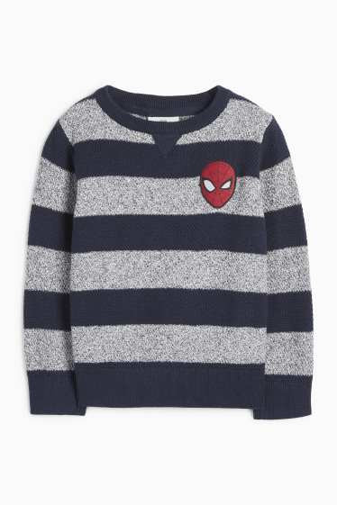 Enfants garçons - Spider-Man - pull - à rayures - texturé - bleu foncé