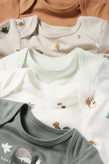 Unisex - Set van 5 - bosdieren - rompertje - lichtgrijs