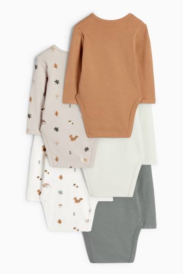 Unisex - Set van 5 - bosdieren - rompertje - lichtgrijs