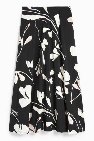 Donna - Gonna - a fiori - nero / bianco