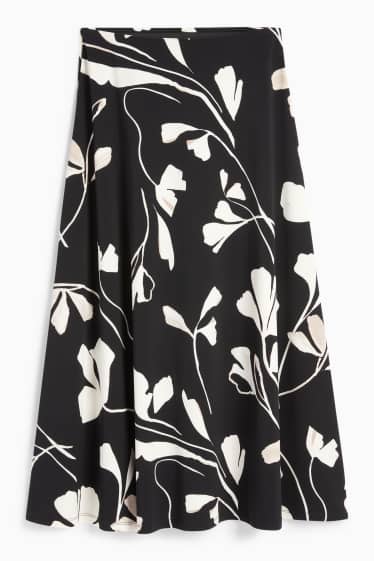 Donna - Gonna - a fiori - nero / bianco