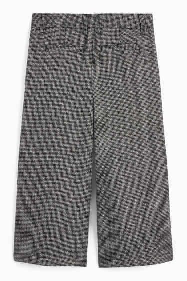 Děti - dívky - Plátěné kalhoty - wide leg - se vzorem - tmavošedá