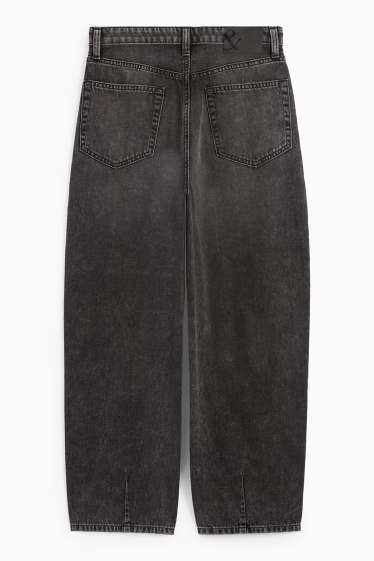 Damen - Barrel Jeans - High Waist - dunkeljeansgrau