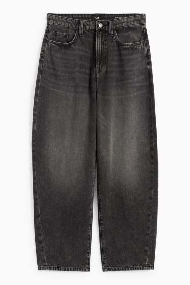 Damen - Barrel Jeans - High Waist - dunkeljeansgrau