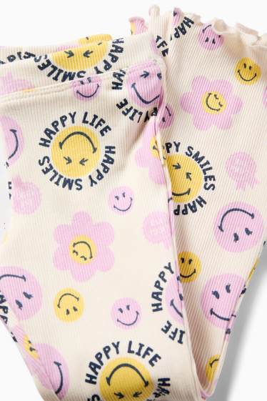 Kinder Mädchen - SmileyWorld® - Flared Leggings - gerippt - cremeweiss