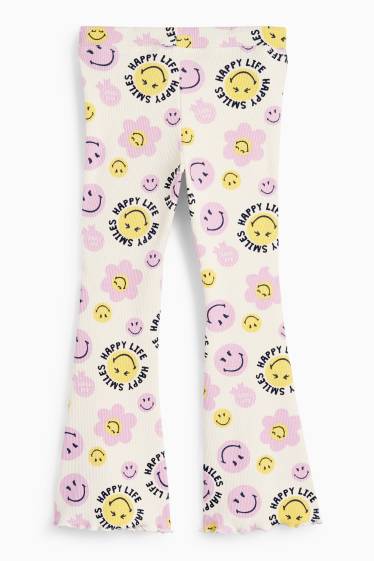 Kinder Mädchen - SmileyWorld® - Flared Leggings - gerippt - cremeweiss