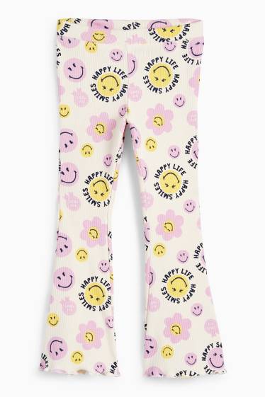 Kinder Mädchen - SmileyWorld® - Flared Leggings - gerippt - cremeweiss