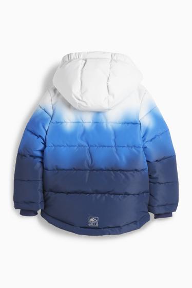 Children Boys - Ski jacket with hood - water-repellent - patterned - dark blue