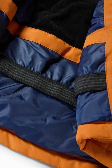 Kinder Jungen - Skijacke mit Kapuze - wasserdicht - orange / blau