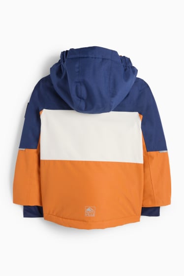 Kinder Jungen - Skijacke mit Kapuze - wasserdicht - orange / blau