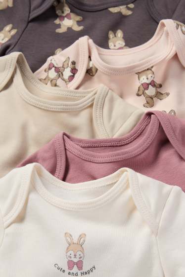 Baby: meisjes - Set van 5 - haasjes - rompertje - roze