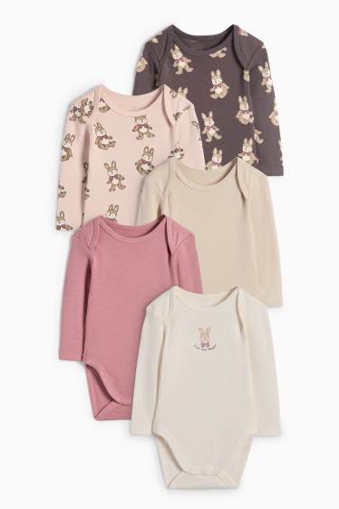 Baby: meisjes - Set van 5 - haasjes - rompertje - roze