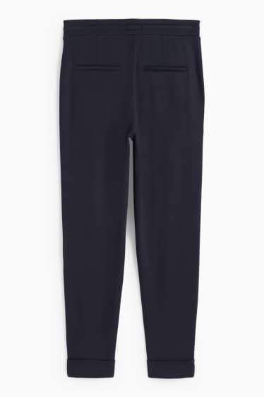Femei - Pantaloni din jerseu - talie medie - tapered fit - albastru închis