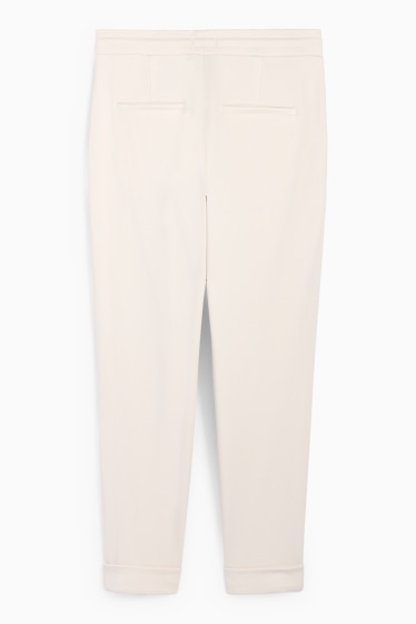 Femei - Pantaloni din jerseu - talie medie - tapered fit - alb-crem