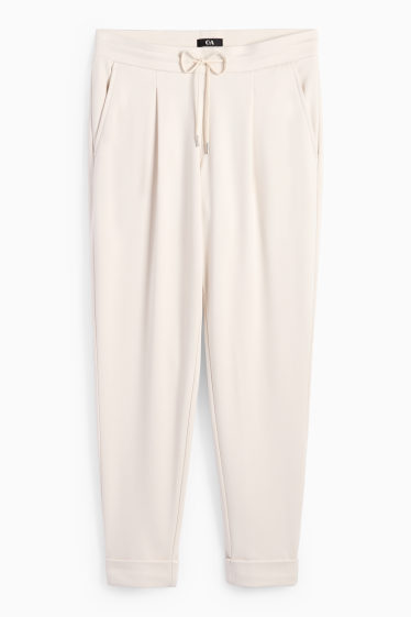 Femei - Pantaloni din jerseu - talie medie - tapered fit - alb-crem