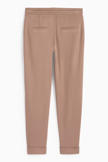 Femei - Pantaloni din jerseu - talie medie - tapered fit - maro deschis