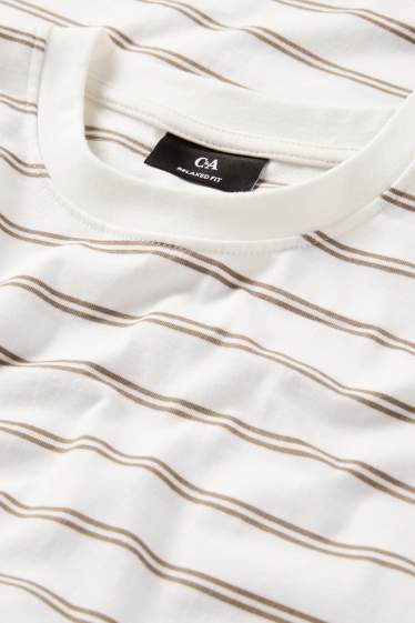 Herren - Langarmshirt - gestreift - weiss