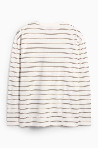 Herren - Langarmshirt - gestreift - weiss