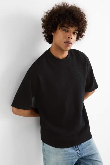 Hommes - T-shirt - Oversize - finition texturée - noir