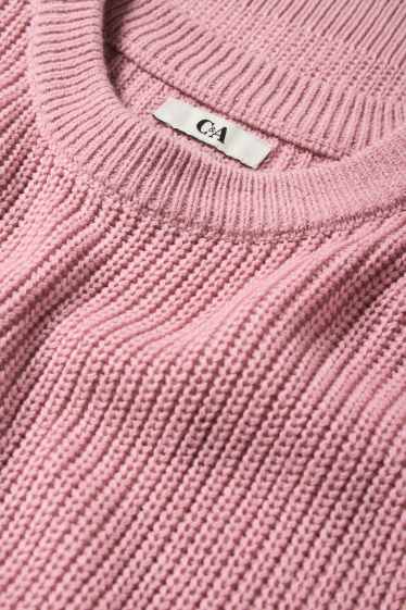 Damen - Pullover - gerippt - rosa