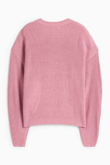Damen - Pullover - gerippt - rosa
