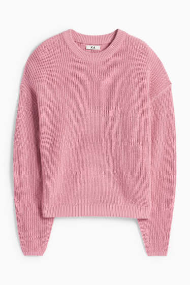 Damen - Pullover - gerippt - rosa
