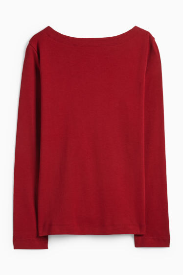 Dona - Samarreta de de màniga llarga bàsica - regular fit - vermell fosc