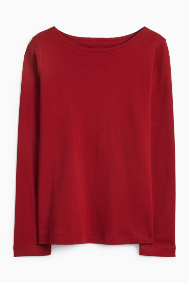Dona - Samarreta de de màniga llarga bàsica - regular fit - vermell fosc