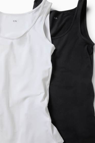 Dames - Set van 2 - basic top - zwart / wit