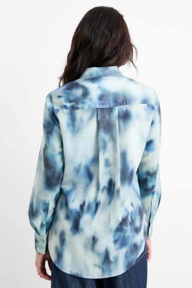 Damen - Satin-Bluse - gemustert - grün / türkis