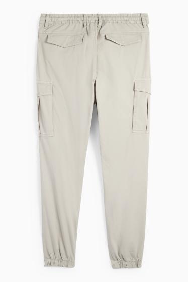 Hommes - Pantalon cargo - tapered fit - gris clair