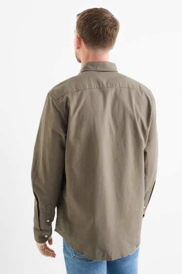 Hommes - Chemise - regular fit - col button-down - vert